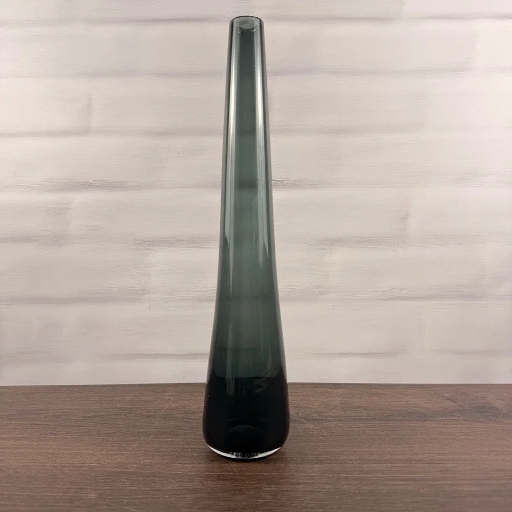 Blenko 5616B Charcoal Glass Vase Wayne Husted Mid Century Modern